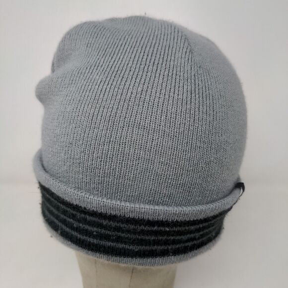 Adidas Men's Knit Beanie Hat Gray One Size Striped 100% Acrylic Warm Soft - Picture 3 of 11